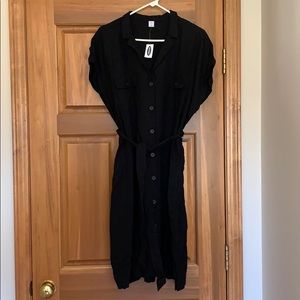 Old Navy Linen-Blend Utility Tie-Belt Shirt Dress